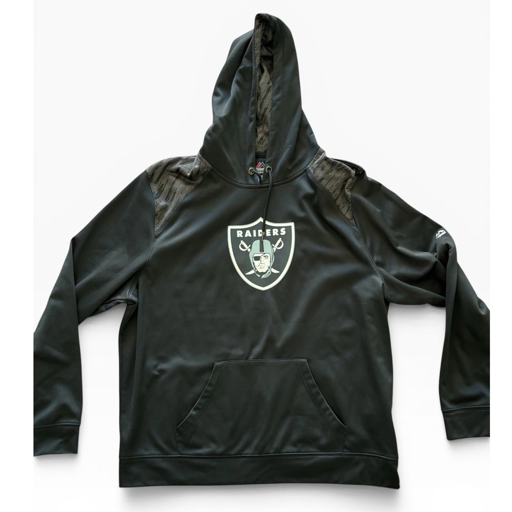 Majestic Las Vegas Raiders Therma Base Hoodie Mens 2XL Black Performance Fleece